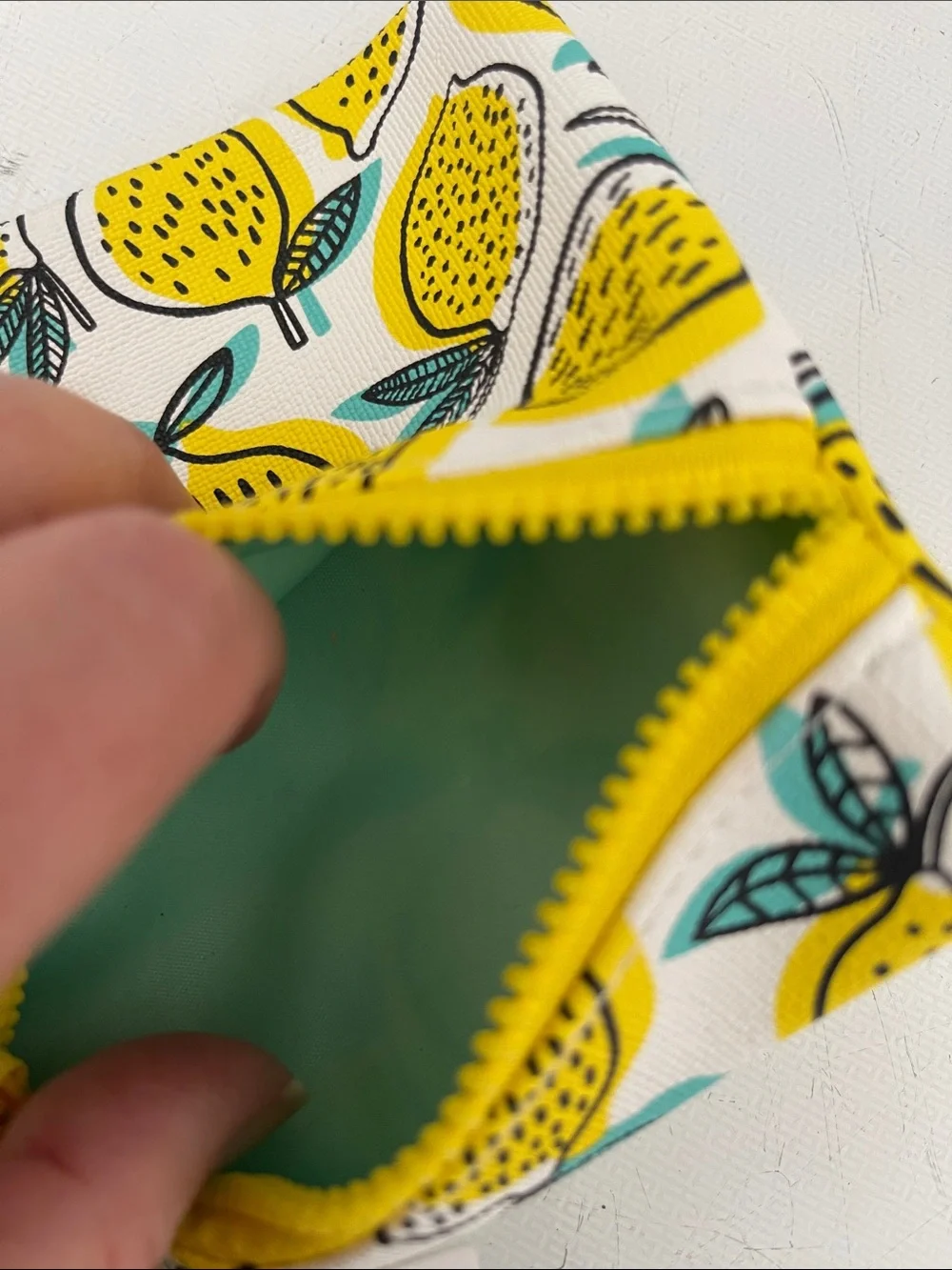 Cosmetic bag, pouch lemon print. By Ipsy material plastic, new